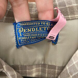 PENDLETON Beige Brown Wool Flannel Shirt Men's Size S || Vintage Plaid